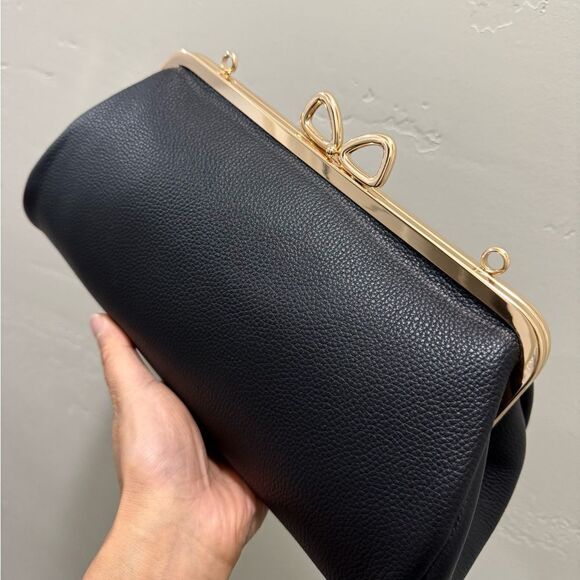 Premium Pebble Calfskin Handmade “Bow” Kisslock Baguette Bag & 3 Strap Styles - Picture 12 of 15